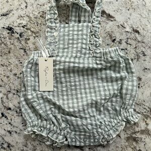 Rylee & Cru Green Gingham Baby Romper